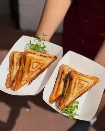 Two toasted breakfast jaffles