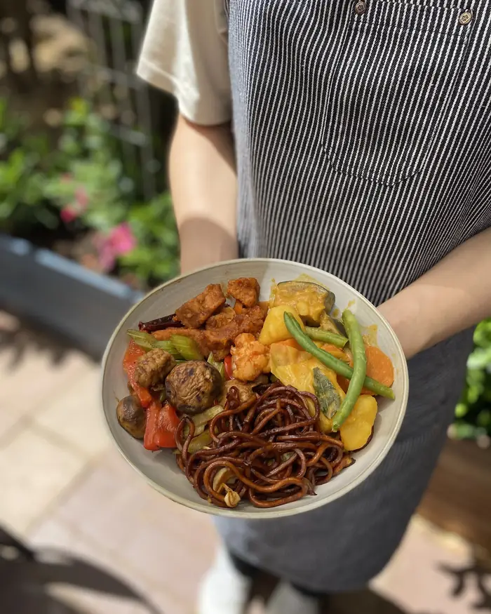 Mee Goreng Noodles served in the garden courtyard